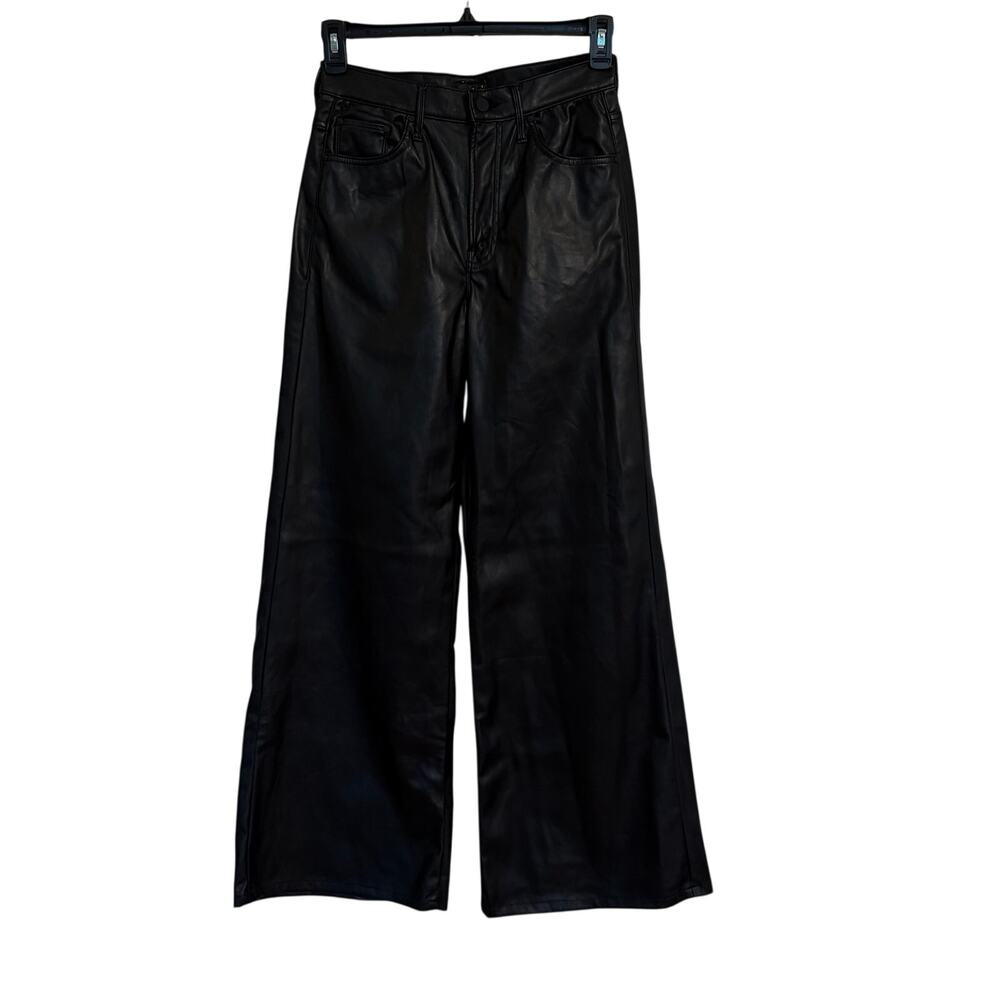 Mother The Undercover Faux Leather Wide Leg Wax On Wax Off Black 27 - Picture 3 of 12